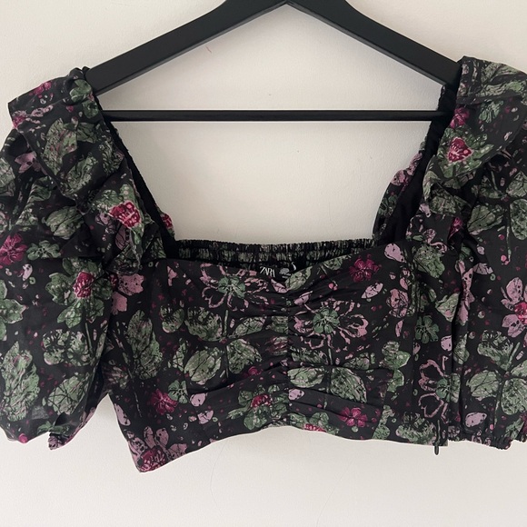 NWT Zara floral puff sleeve crop top - Picture 4 of 6